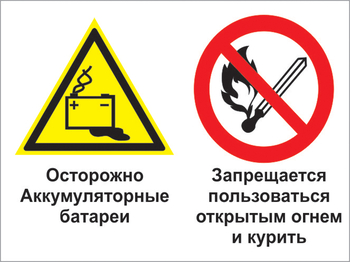 Кз 33 осторожно - аккумуляторные батареи. запрещается пользоваться открытым огнем и курить. (пленка, 600х400 мм) - Знаки безопасности - Комбинированные знаки безопасности - Магазин охраны труда ohranatruda-shop.ru