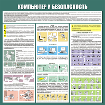 С37 Стенд компьютер и безопасность (1000х1000мм, 3 мм, прямая печать на пластик) - Стенды - Стенды для офиса - Магазин охраны труда ohranatruda-shop.ru